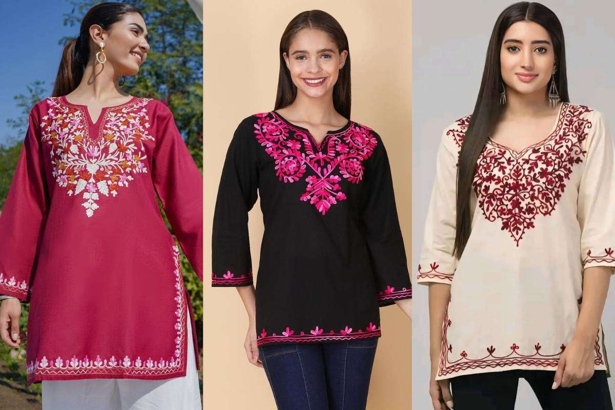Kashmiri Kurti Designs For Winters: सर्दियों में भी फैशन रखें बरकरार, ट्राई करें ट्रेंडी कश्मीरी कुर्ती के न्यू डिजाइन 4 Kashmiri Hand Embroidered Kurti Min