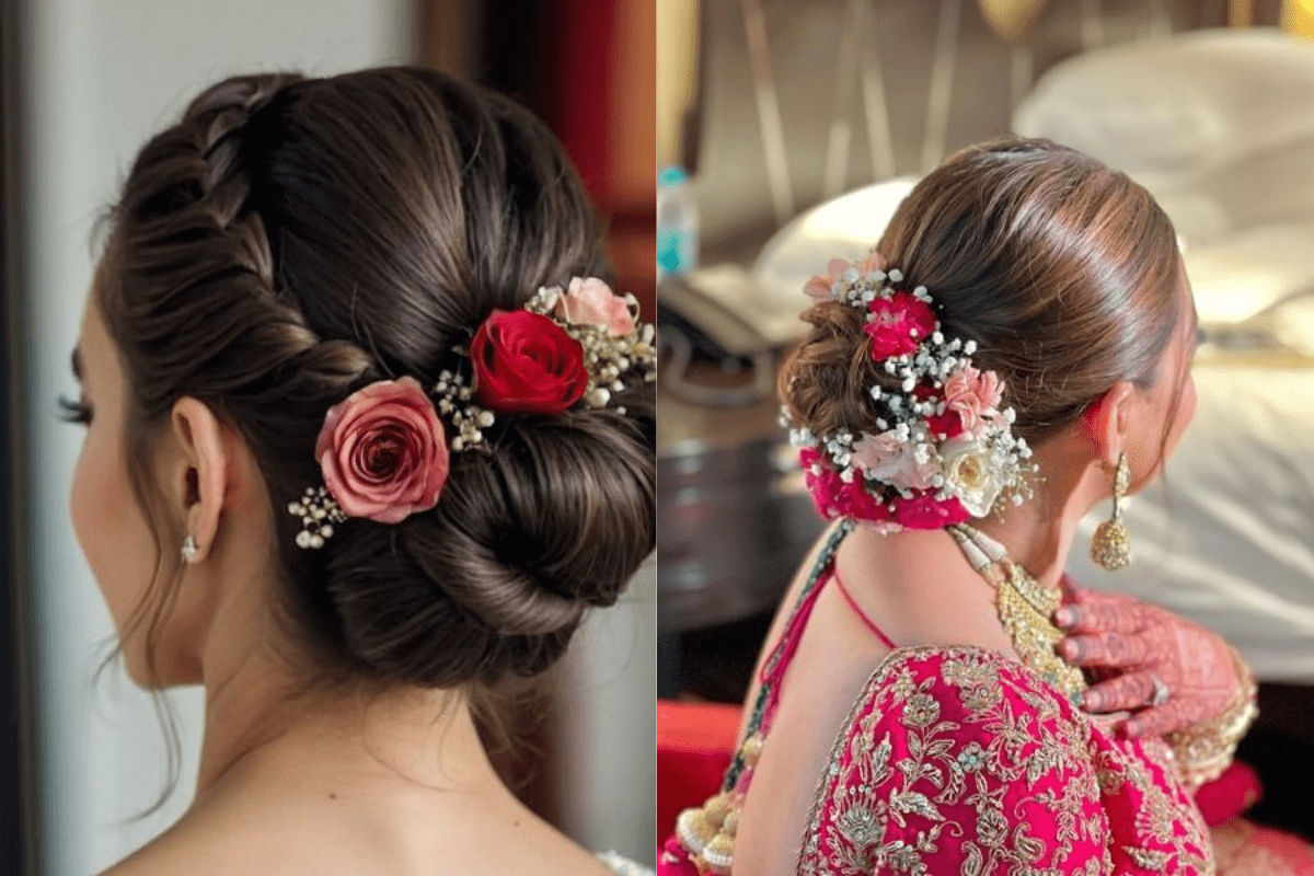 Low Bun With Jewel Hairpins