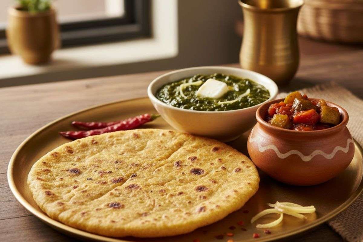 Matar Stuffed Makke Ki Roti