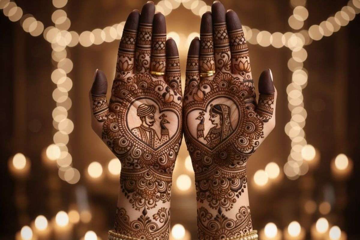 Mehndi Design: दूल्हा-दुल्हन से लेकर मोर पैटर्न तक, सगाई की रस्म में चार चांद लगाएं इन शानदार Ai मेहंदी डिजाइन्स से 4 Mehndi Designs