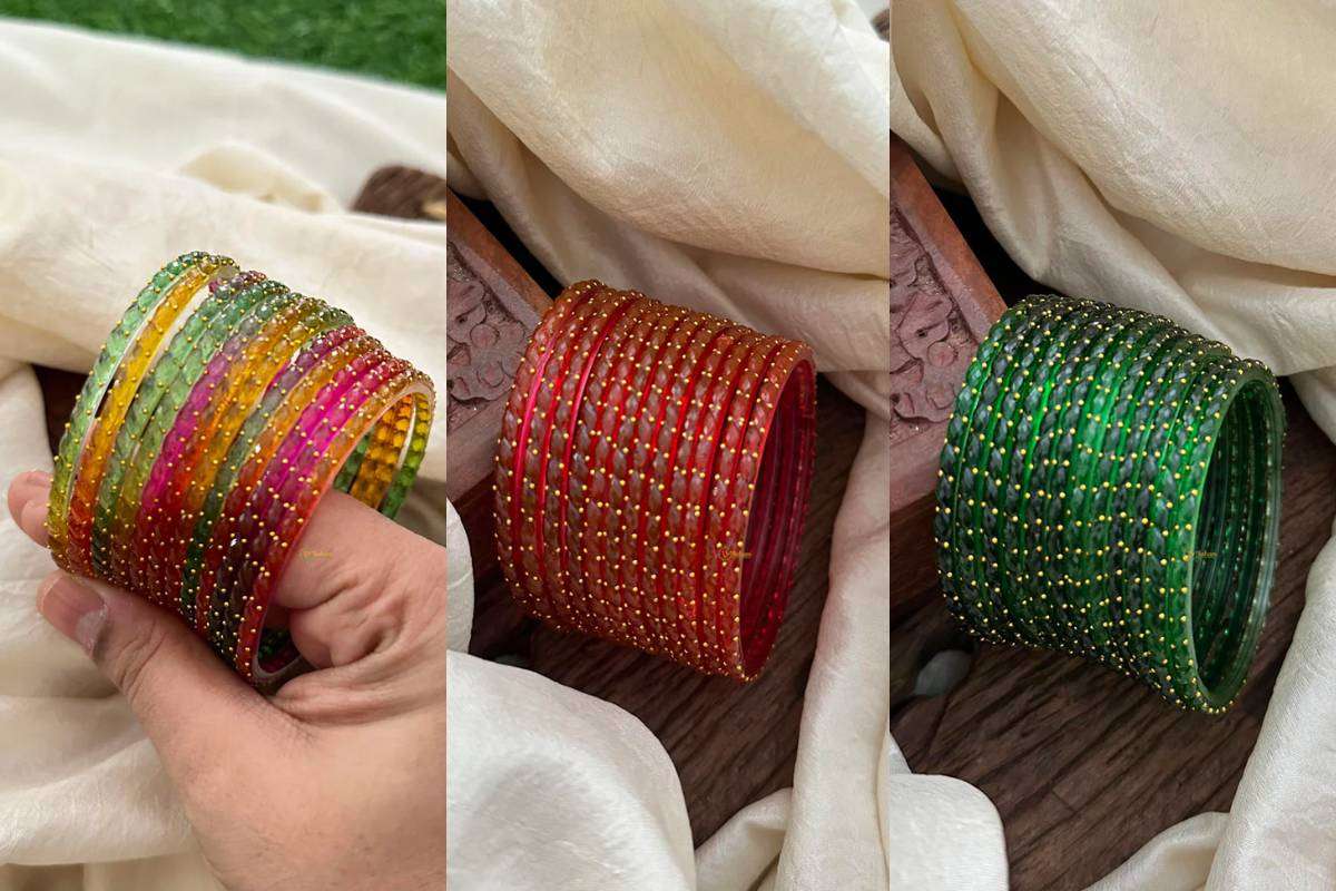 Multicolour Raindrop Glass Bangles