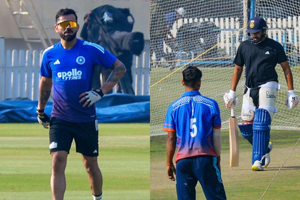 Rohit Sharma and Virat kohli during net practice