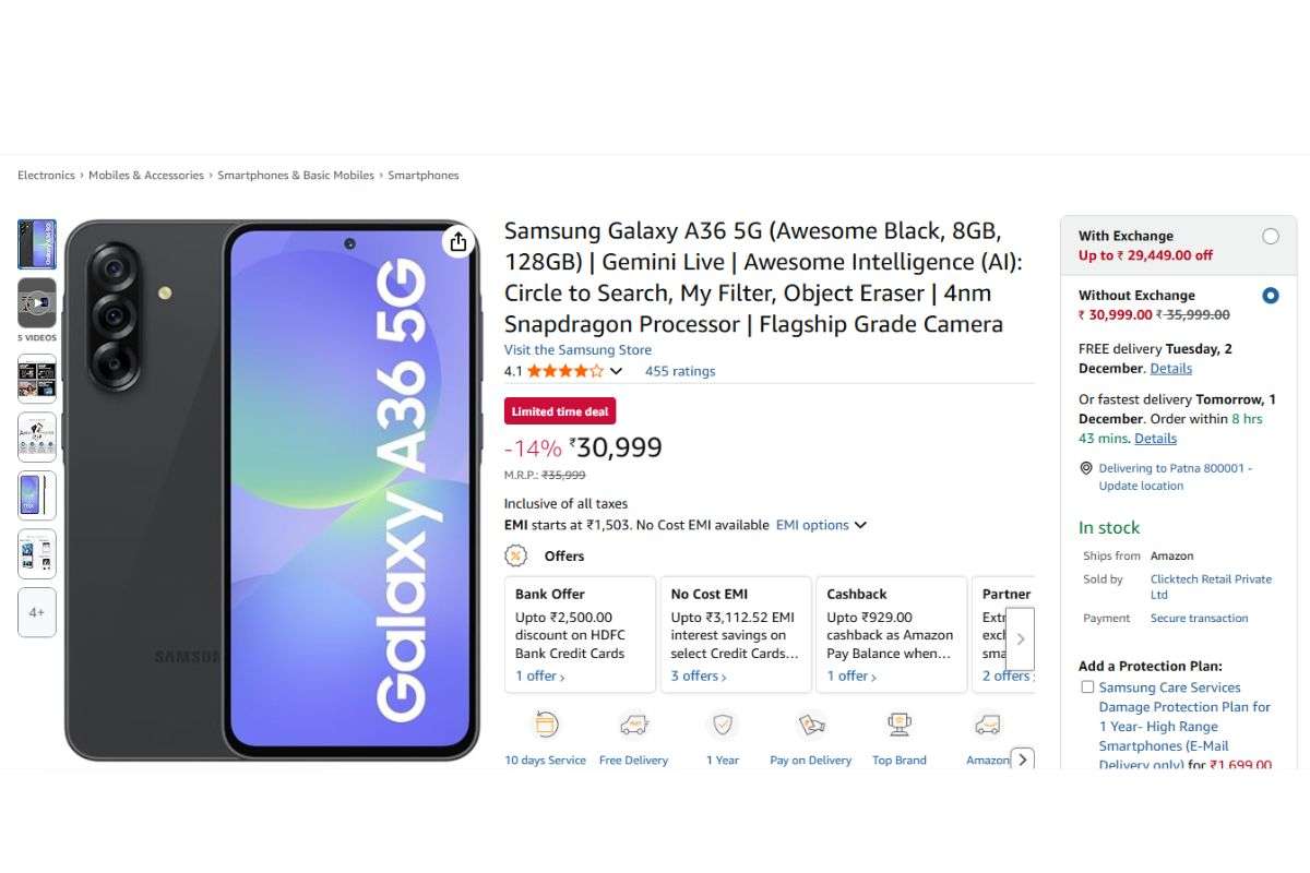 Samsung Galaxy A36 Amazon Price Details