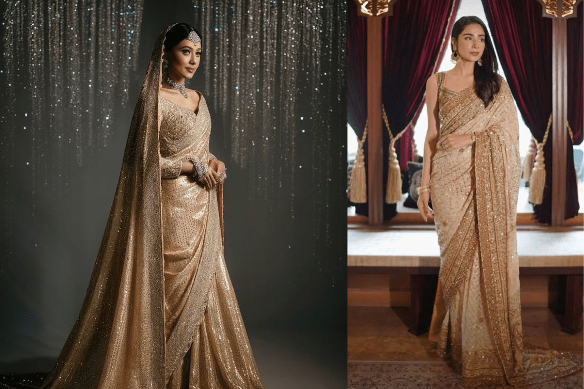 Sequin Saree Look for Reception