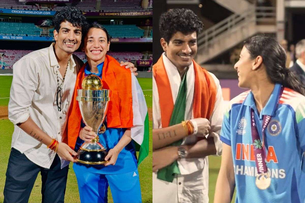 स्मृति के बॉयफ्रेंड ने कुछ इस अंदाज में लिखाया हाथ पर मंधाना का नाम, महिला वर्ल्ड कप में जीत के बाद हुआ वायरल 2 Smriti Mandhana With Palash Muchhal