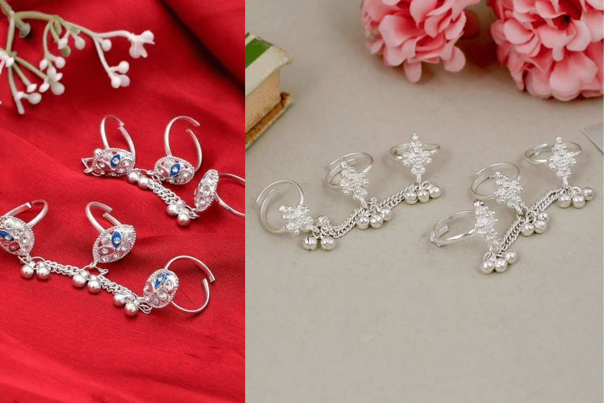 Stylish bridal silver toe ring designs