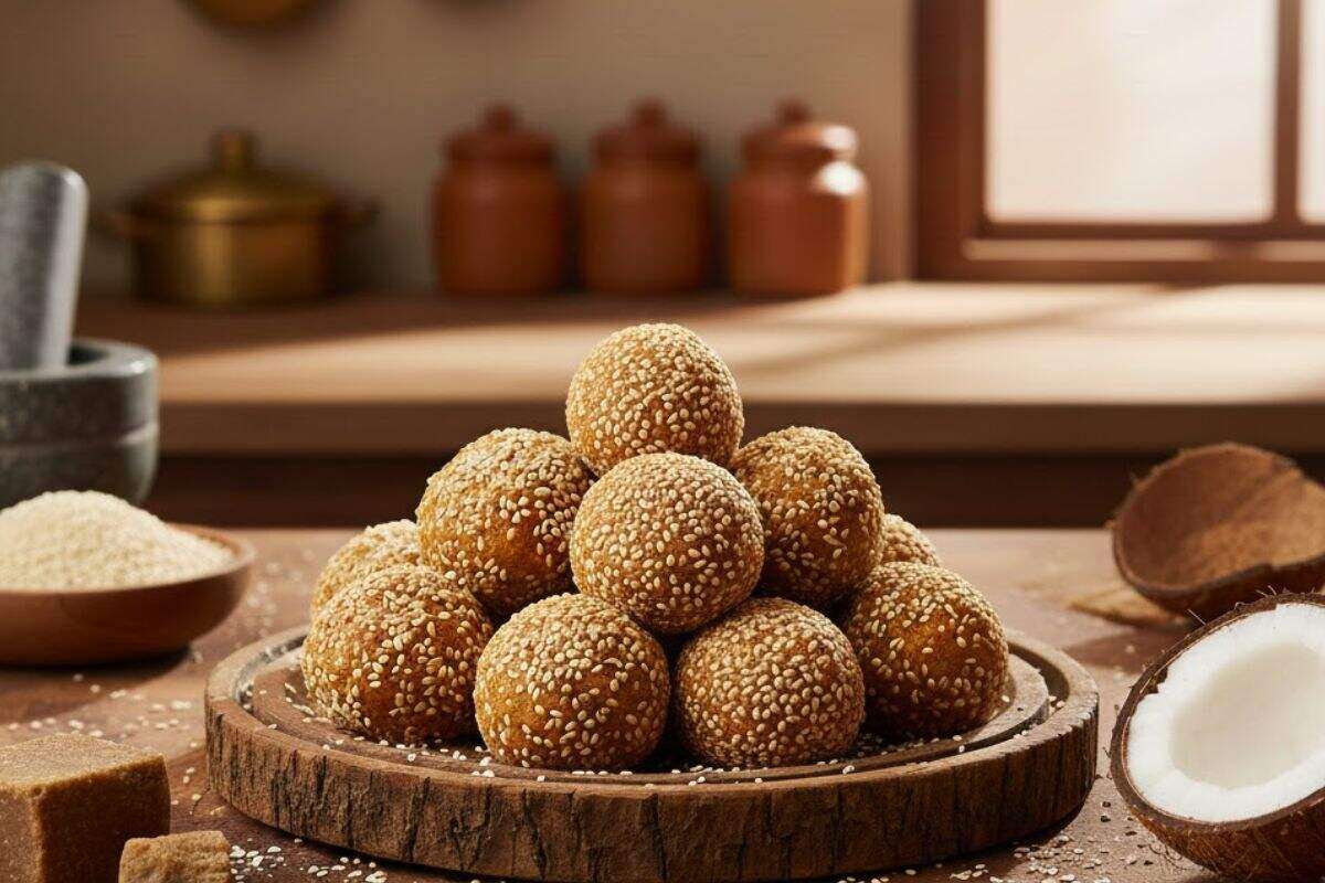 Sugar Free Coconut Til Laddu Recipe