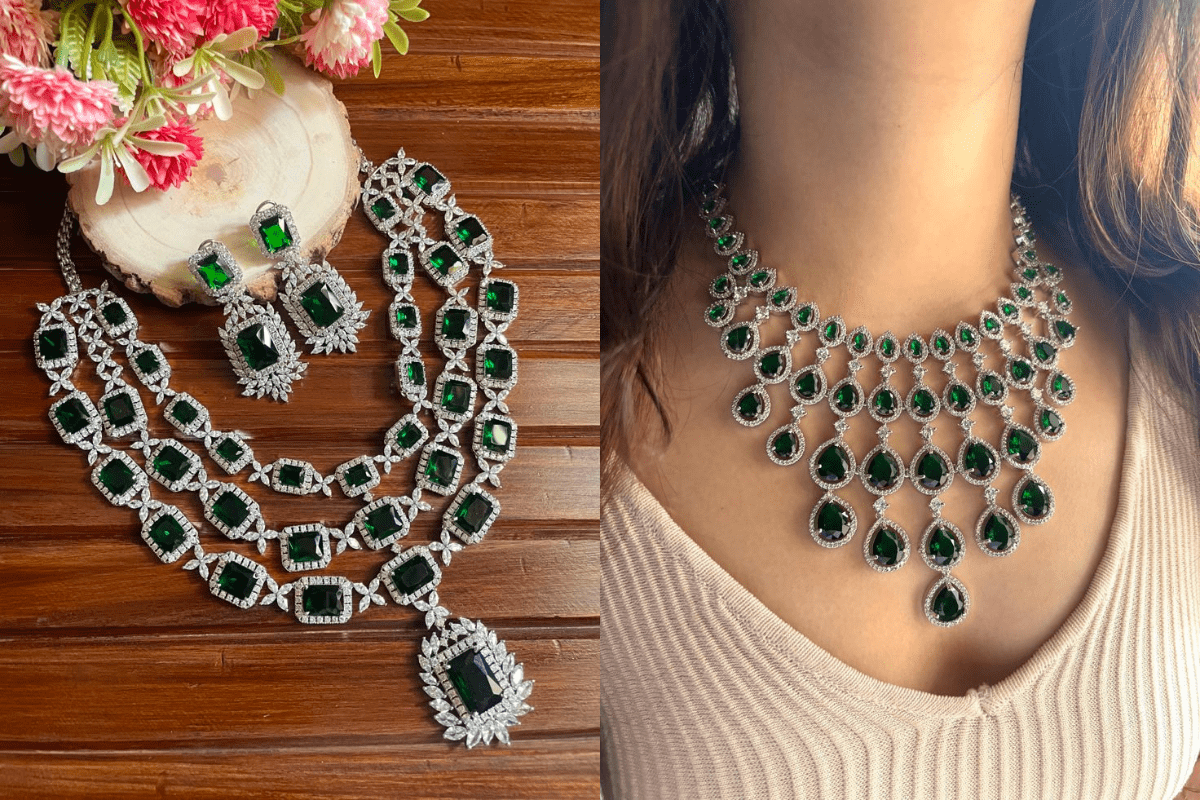 Green Jewellery Designs For Bride: सगाई से लेकर शादी तक, दुल्हन के लुक को रॉयल टच देंगे ये ट्रेंडी ग्रीन ज्वेलरी डिजाइंस 1 Trendy Emerald Necklace For Brides