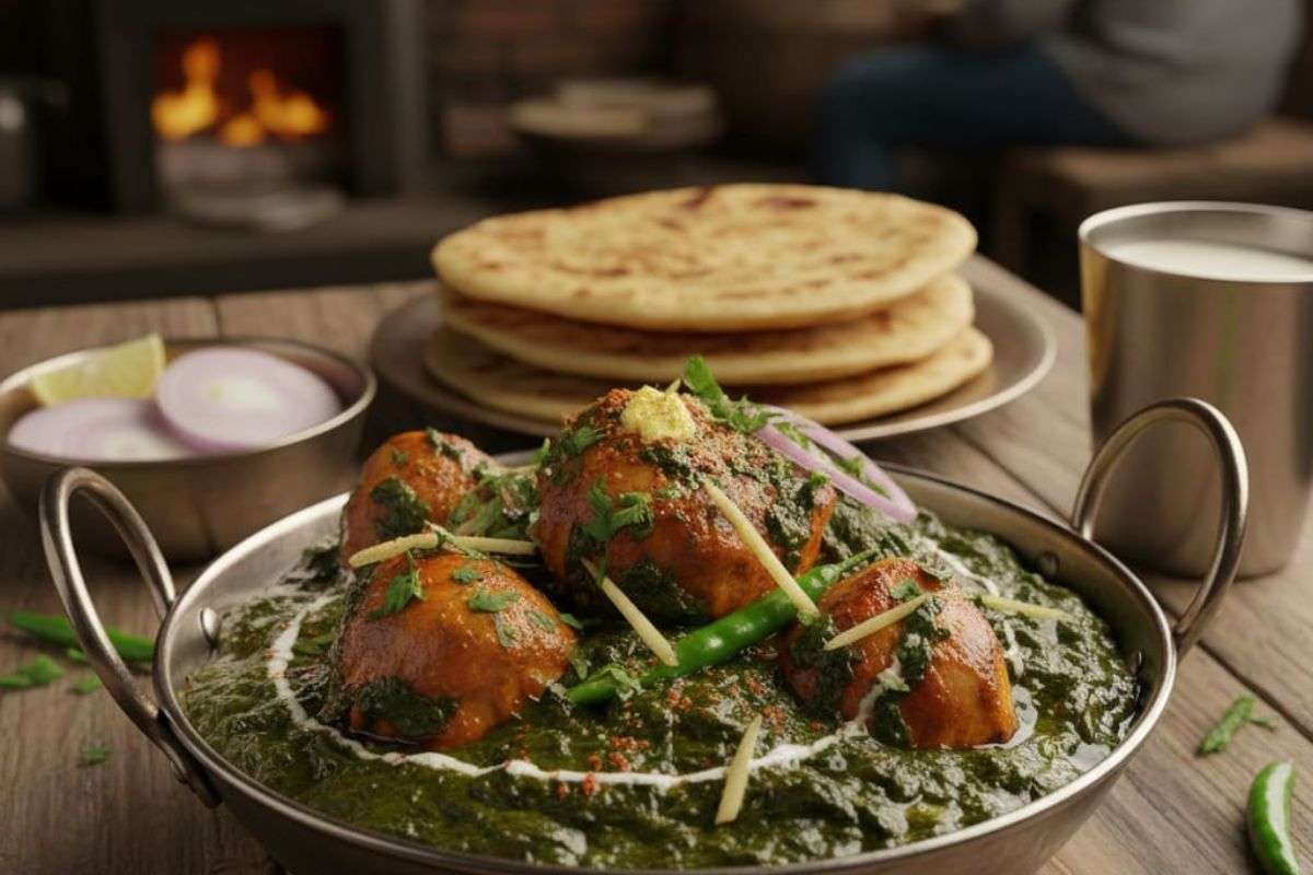 dhaba style palak chicken