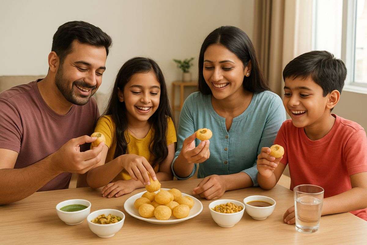 family enjoy panipuri