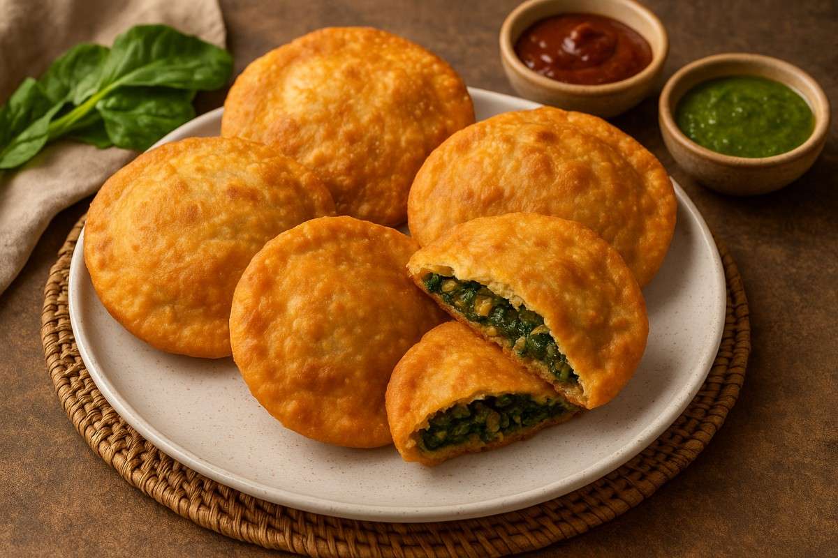 palak pyaaj ki kachori
