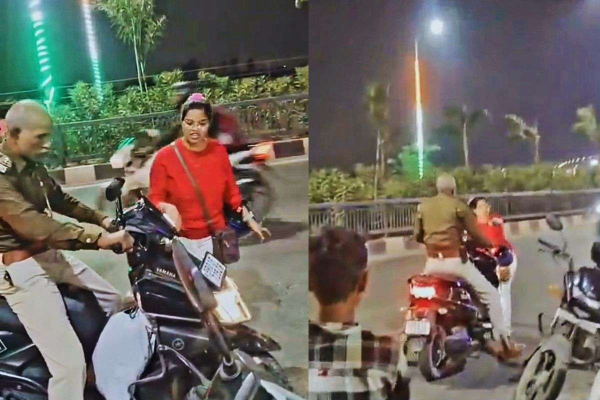 patna marine drive video| A policeman ran over a pregnant woman on Patna Marine Drive.