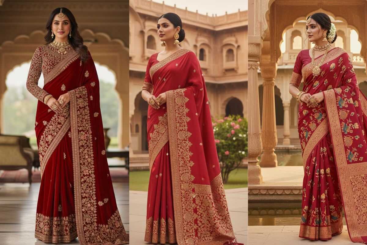 red saree design ideas