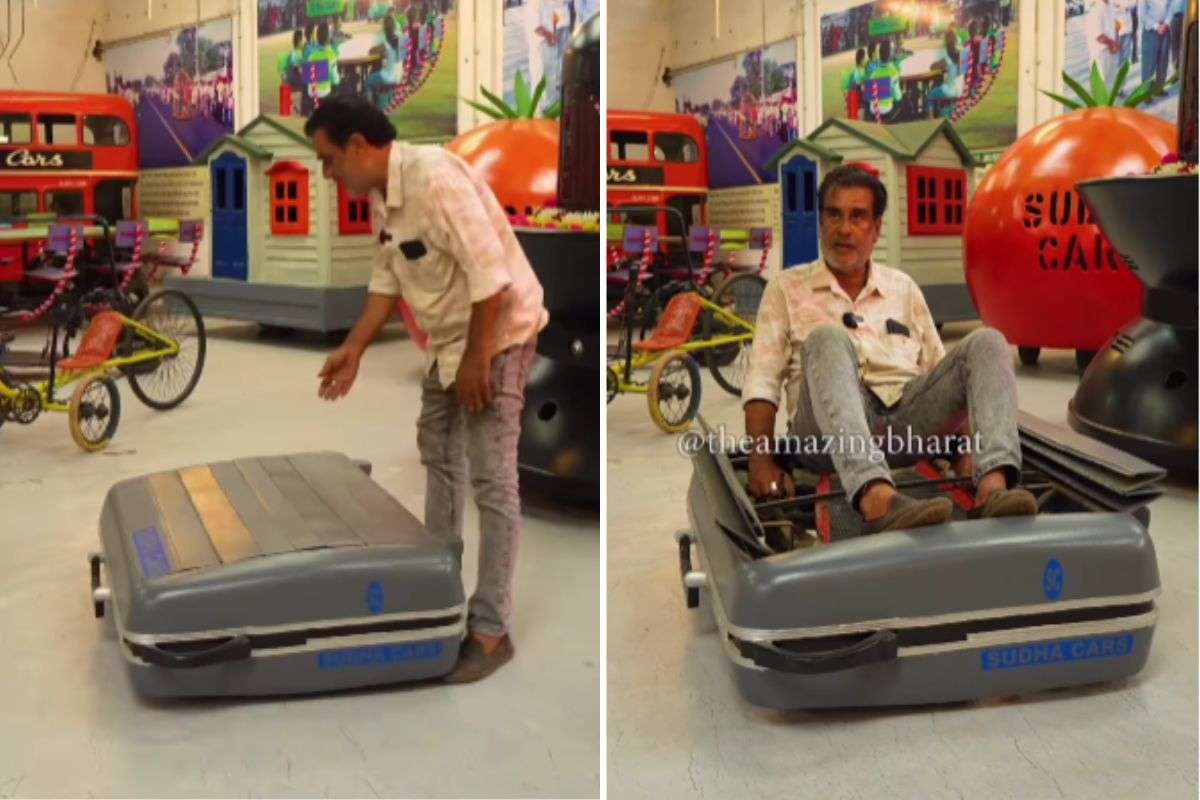 viral video man turned suitcase into mini car