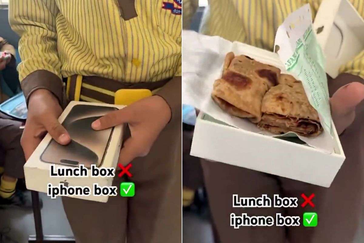 viral video student packed parathas in iphone box