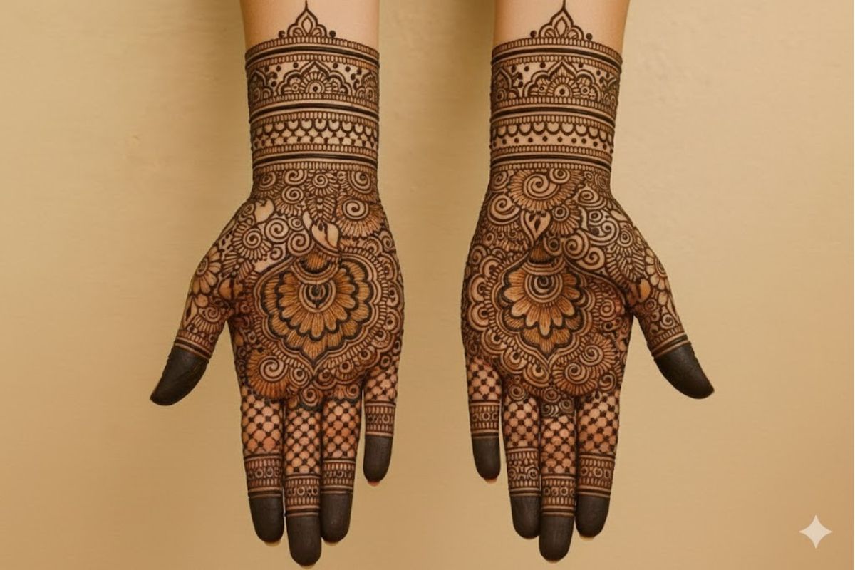 Mehndi Design: दुल्हन की सहेलियां ट्राई करें ये Ai मॉडर्न एंड ट्रेंडी मेहंदी डिजाइन, खूबसूरती में लग जाएंगे चार चांद 4 Ai Palm Mehndi Design 2