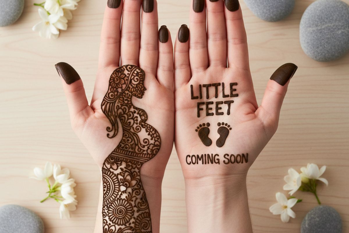 Baby Bump Footprints Mehendi Designs 2025