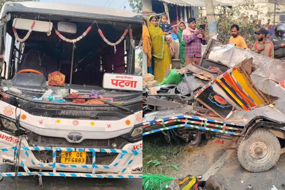 Bihar Road Accident collision between bus and auto
