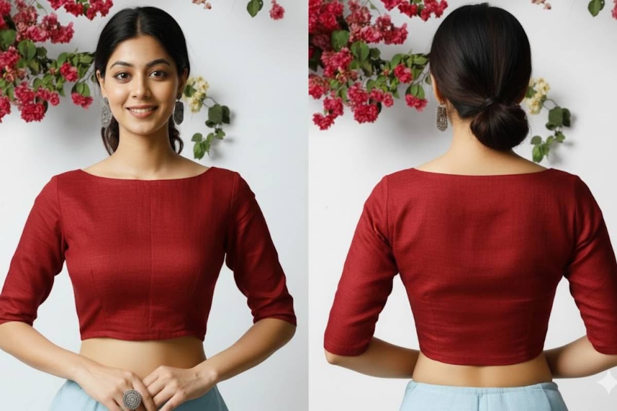 Boat Neck Blouse Design