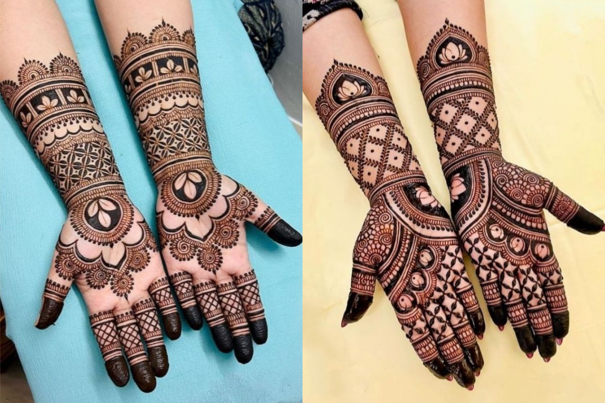 2025 के टॉप 10 ब्राइडल मेहंदी डिजाइन, फुल हैंड से एआई तक 4 Bridal Ai Mehndi Design With Name Initials