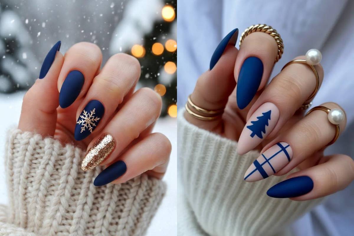 Christmas Nail Art Ideas: क्रिसमस के लिए देखें सबसे प्यारे और ग्लैमरस नेल आर्ट डिजाइंस - रेड, व्हाइट, ग्लिटर और सांता थीम डिजाइंस 4 Cold Theme Christmas Nail Art Designs