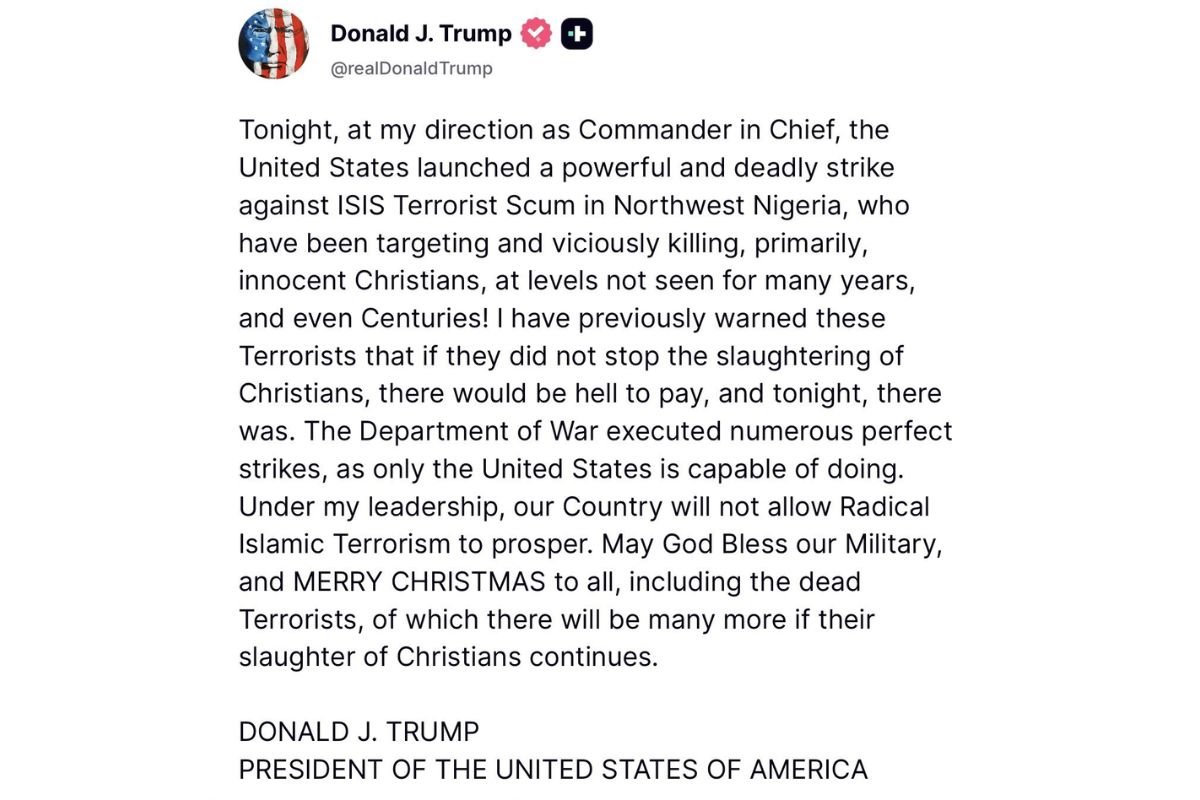 Donald Trump Statement After Attack On Nigeria