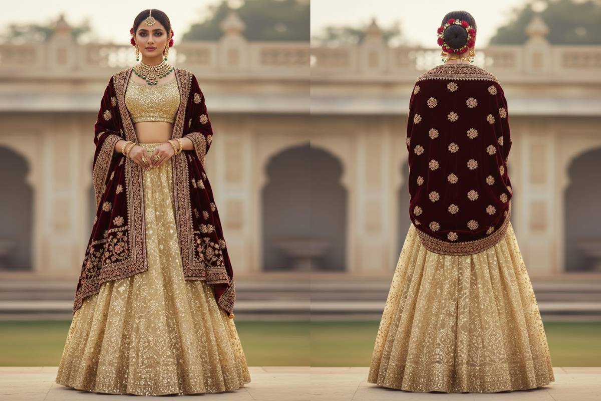 New Bridal Shawl Designs For Wedding: दुल्हन के लिए देखें नए ब्राइडल शॉल ट्रेंड्स सर्दियों के लिए 1 Embroidery Red Velvet Shawl For Bride