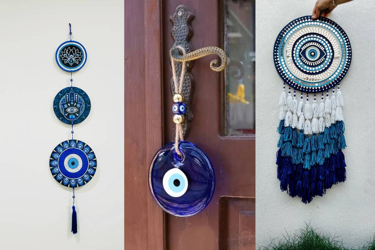 Evil eye protector hanging on home entrance to protect from negative energy