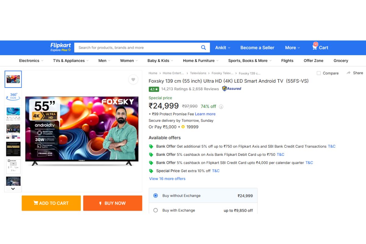Flipkart Buy Buy Sale: 55 इंच Smart Tv के दाम लुढ़के, 30 हजार से नीचे मिल रहे प्रीमियम ब्रांड, मिस न करें ये डील 5 Foxsky 55 Inch Smart Tv