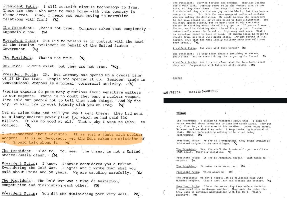 George Bush And Vladimir Putin Talk Transcript 2