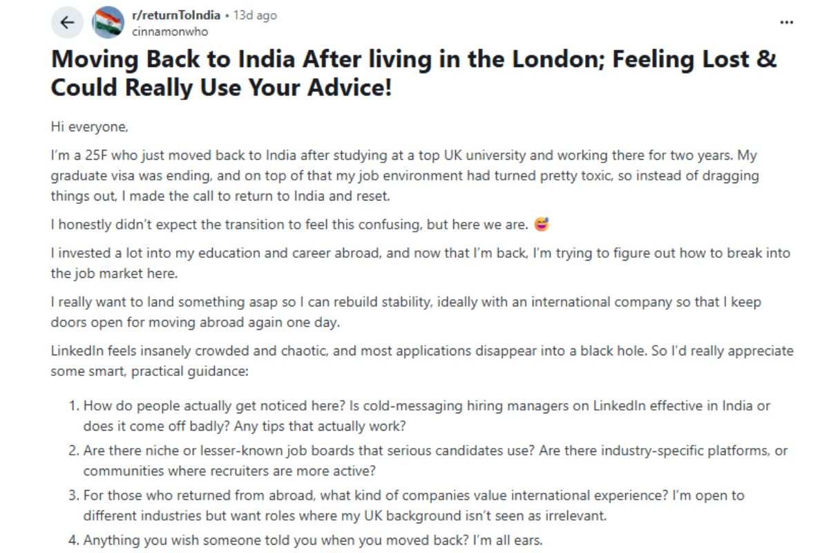 Girls Job Problem India back from UK