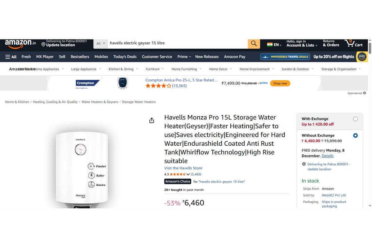 Havells Monza Pro 15L