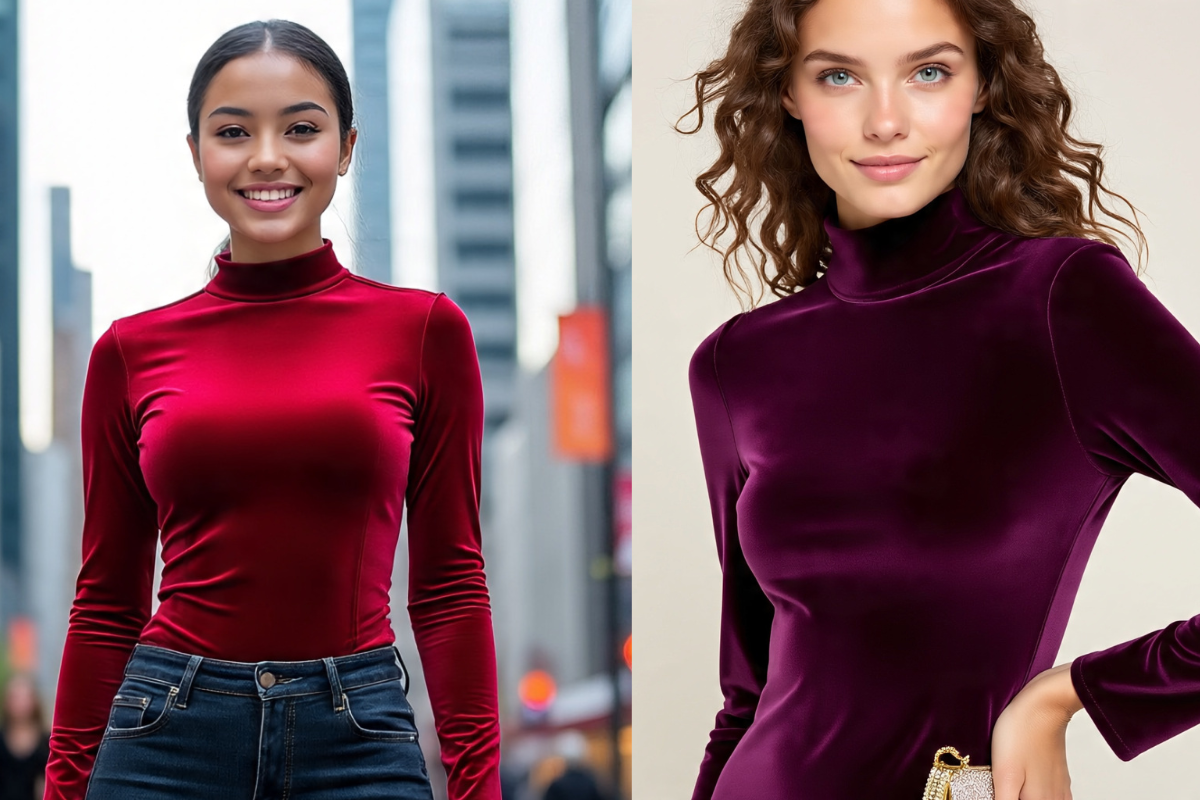 High-Neck Velvet Top 