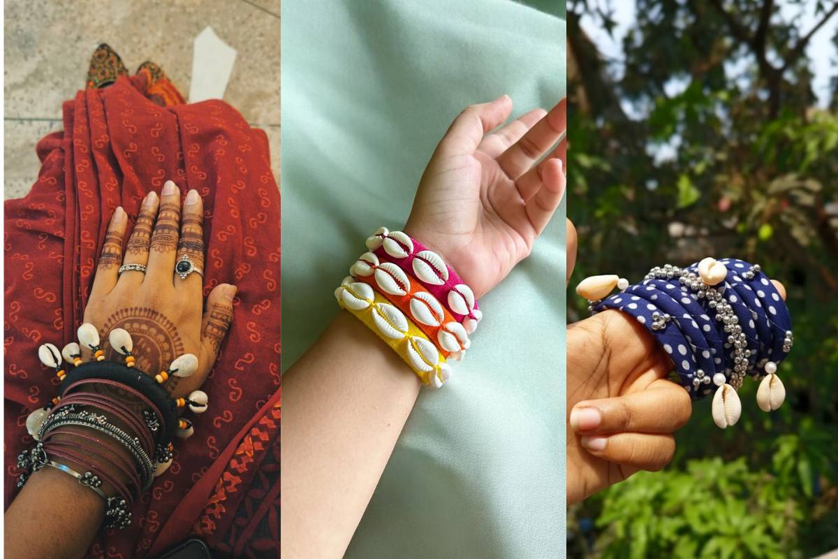 Handmade Bangles Design: देखें हाथों की खूबसूरती बढ़ाने वाले लेटेस्ट हैंडमेड बैंगल्स डिजाइन 3 Kauri Shell Bangles Design