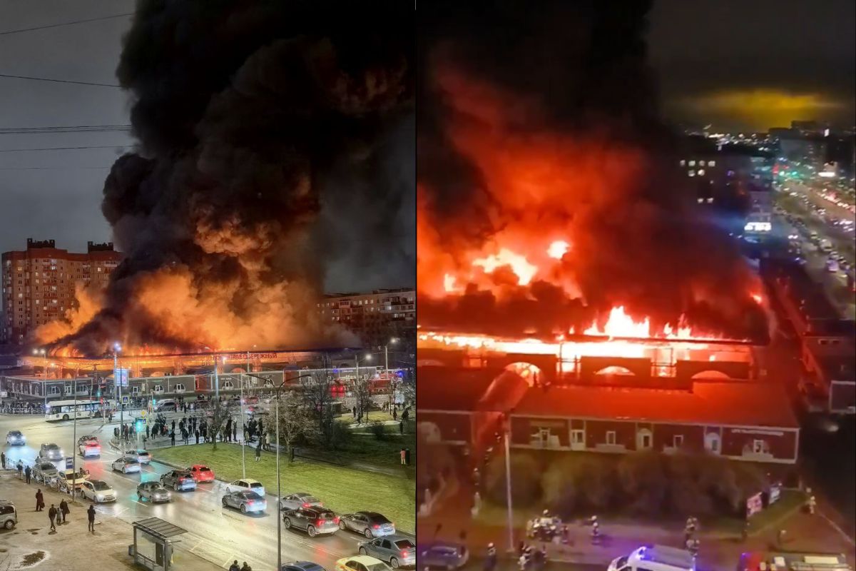 Massive fire erupts at Russia's St Petersburg's Market