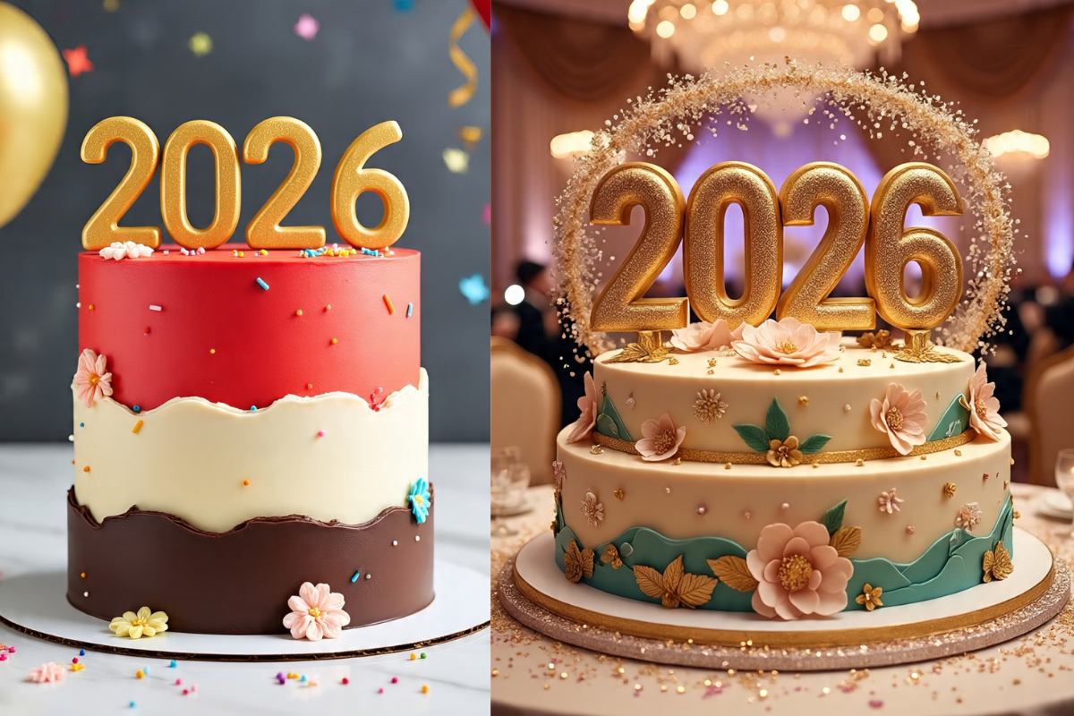 New Year Cake Designs 2026: नए साल को बनाएं खास, देखें ट्रेंडिंग, क्रिएटिव और शानदार केक डिजाइंस 2 New Year Themed Cakes