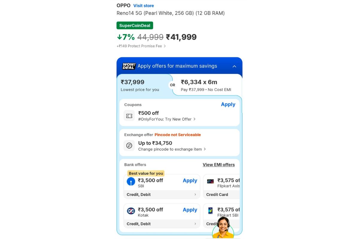 Oppo Reno 14 Flipkart Price Details