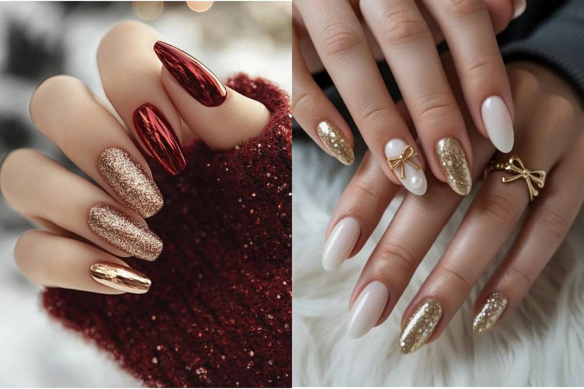 Christmas Nail Art Ideas: क्रिसमस के लिए देखें सबसे प्यारे और ग्लैमरस नेल आर्ट डिजाइंस - रेड, व्हाइट, ग्लिटर और सांता थीम डिजाइंस 5 Red Glitter Nail Art Ideas For Christmas