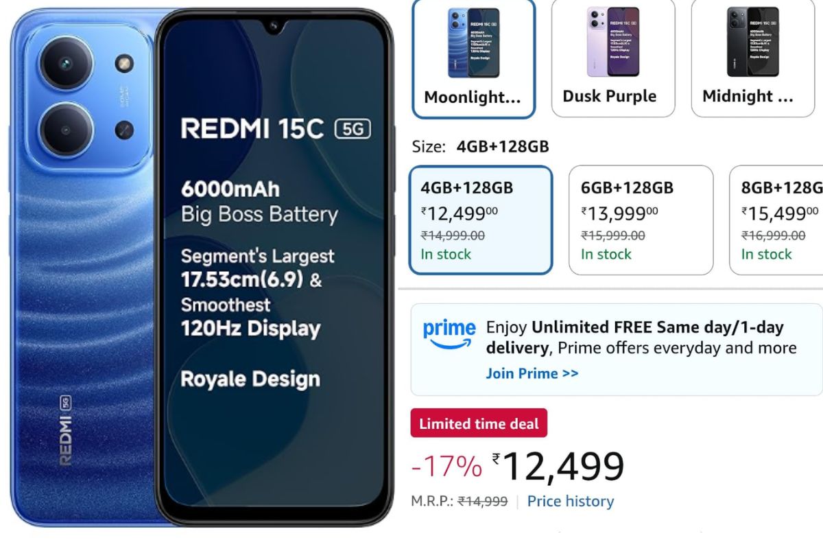 Redmi 15C 5G की सेल शुरू, 6000Mah बैटरी और जबरदस्त प्रोसेसर वाले फोन की कीमत कर देगी हैरान 1 Redmi 15C 5G Price