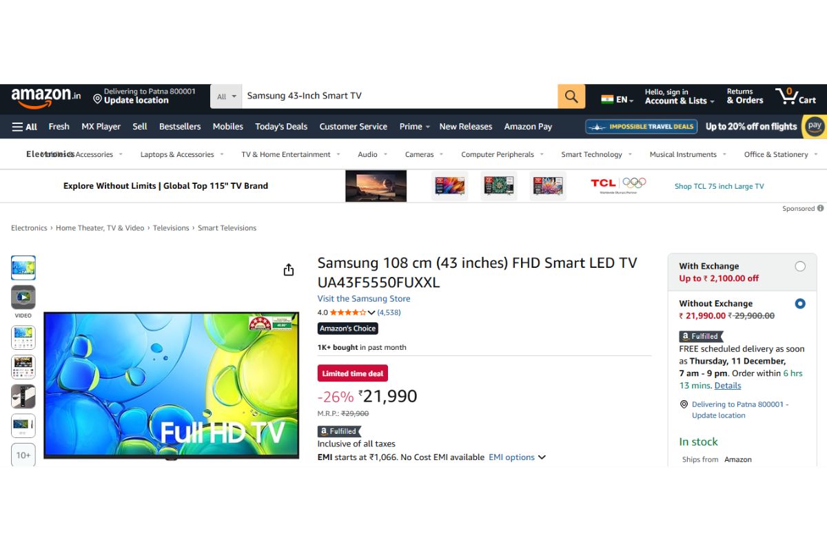Samsung 43 Inches Fhd Smart Led Tv