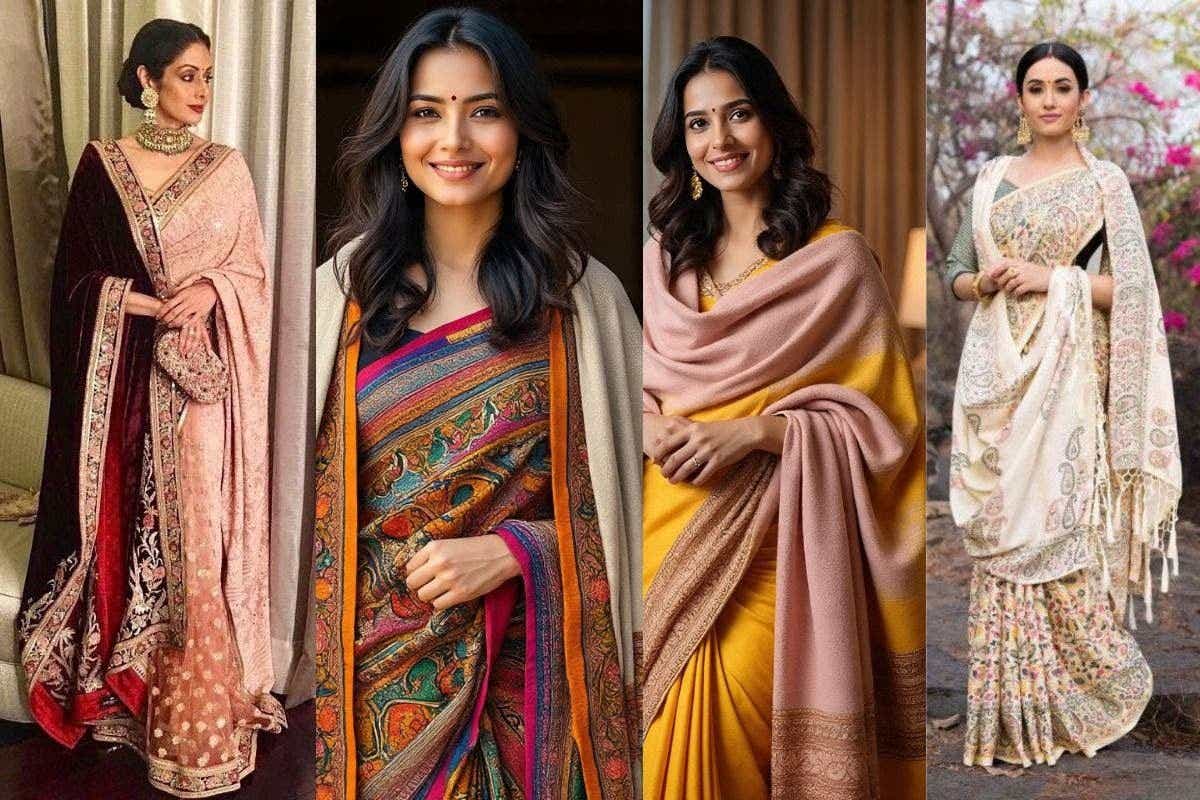 Saree with Shawl Style