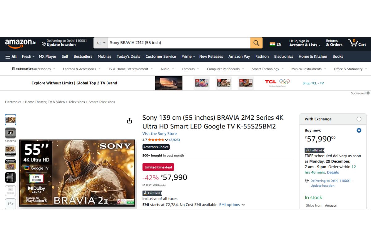 Sony BRAVIA 2M2 (55 inch) Price