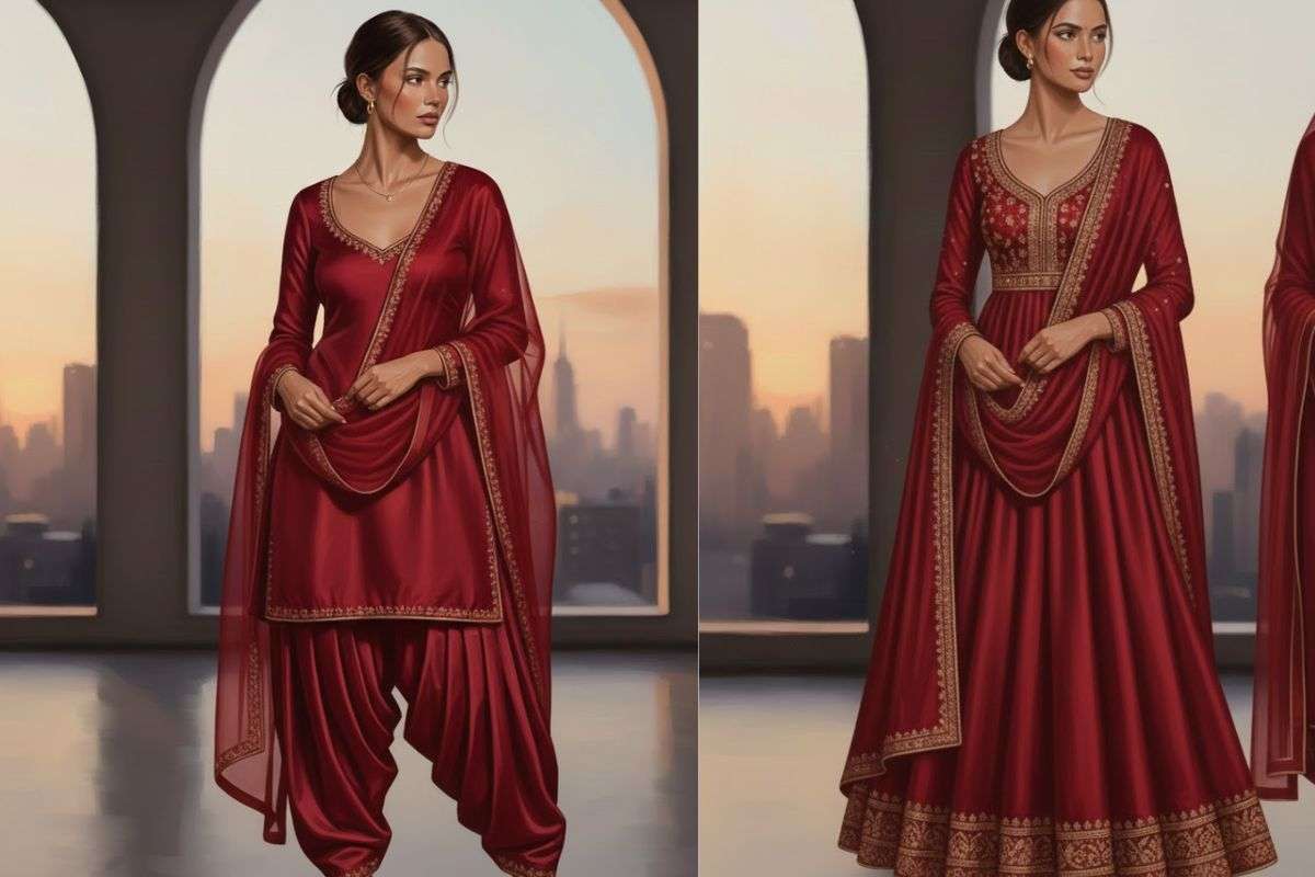 Red Suit Design: देखते ही सबकी निगाहें खींच लेगा, खास मौके पर ट्राई करें ये रेड सूट डिजाइन आइडियाज 4 Red Silk Suit Design