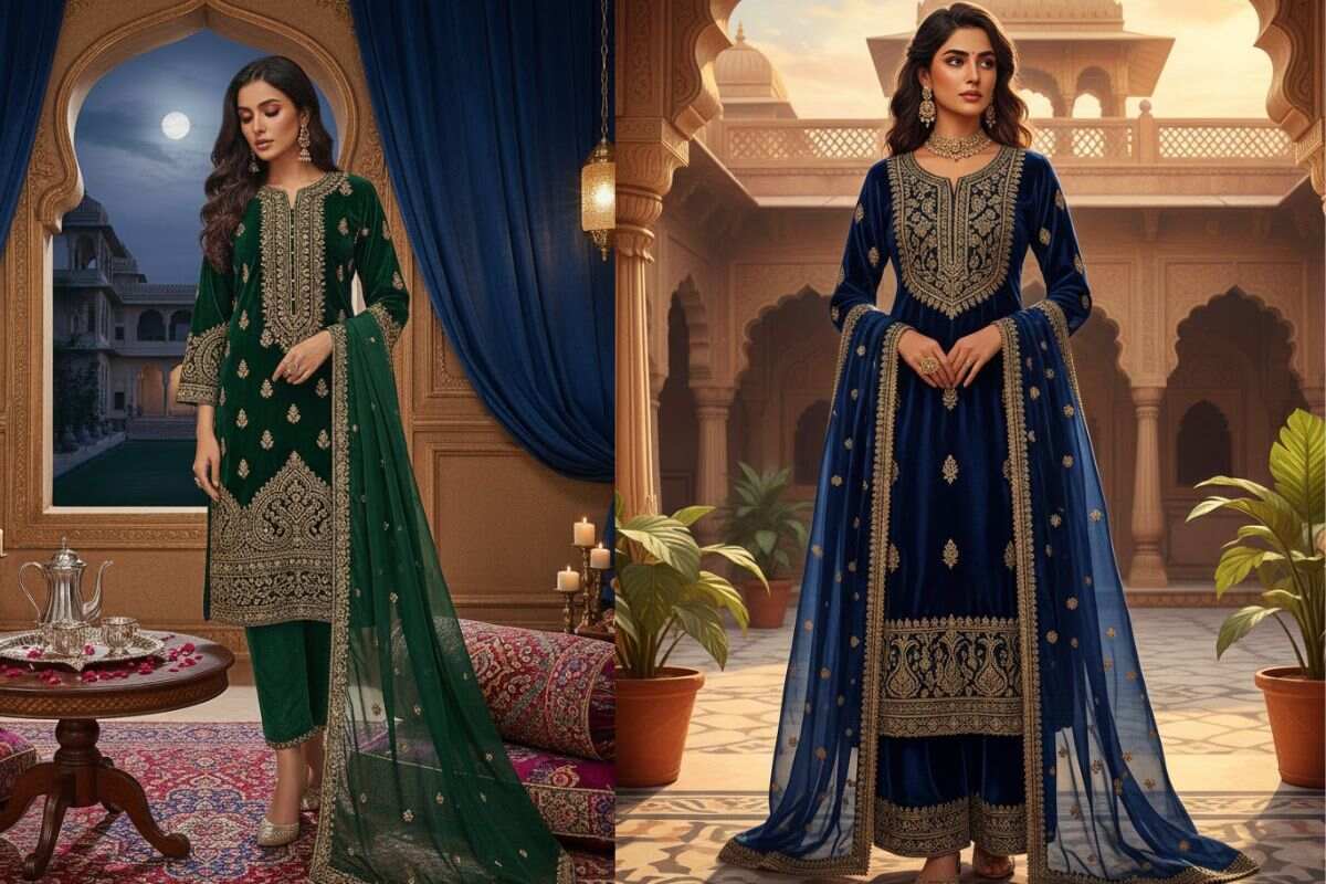 Suit Set Design: किसी भी खास मौके के लिए ढूंढ रही हैं परफेक्ट सूट सेट, तो जरूर देखें ये लेटेस्ट डिजाइन 2 Velvet Suit Set Design