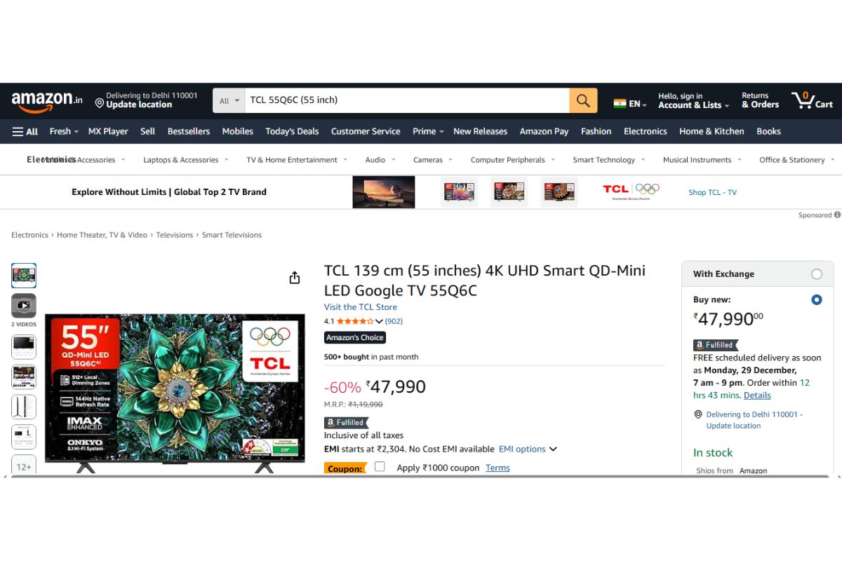 TCL 55Q6C (55 inch) Price