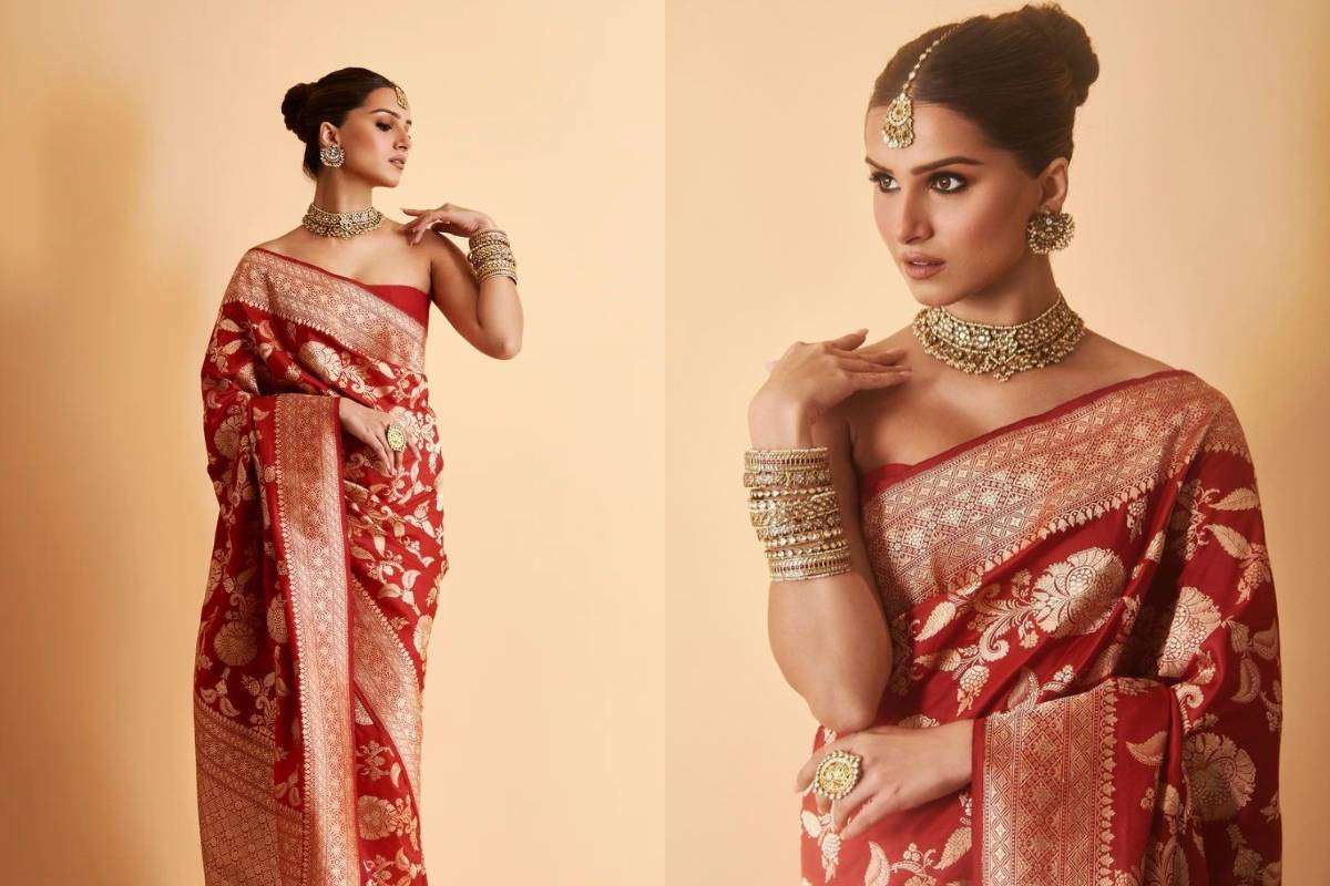 Tara Sutaria Red Saree Look