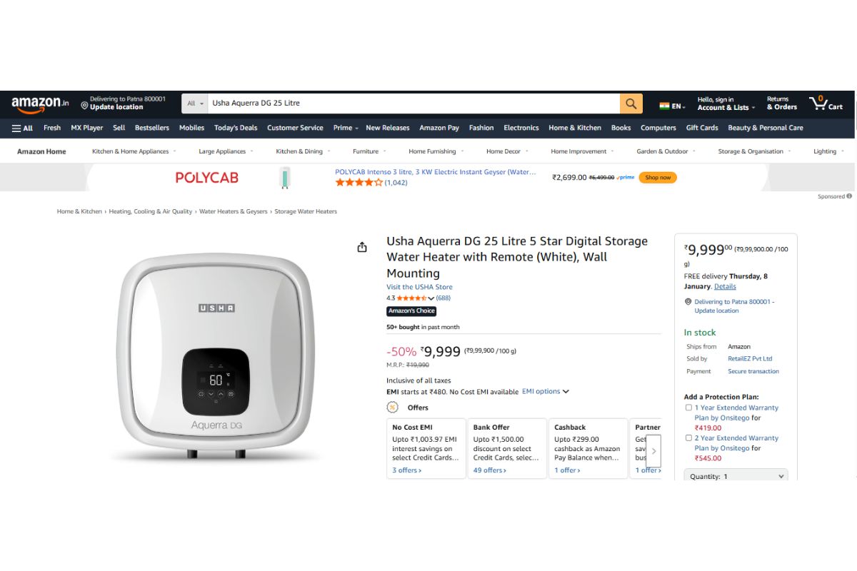 ठंड का कहर नहीं होगा अभी खत्म, ठिठुरने से पहले खरीद लें ये एडवांस्ड फीचर वाले सस्ते गीजर 4 Usha Aquerra Dg 25 Litre