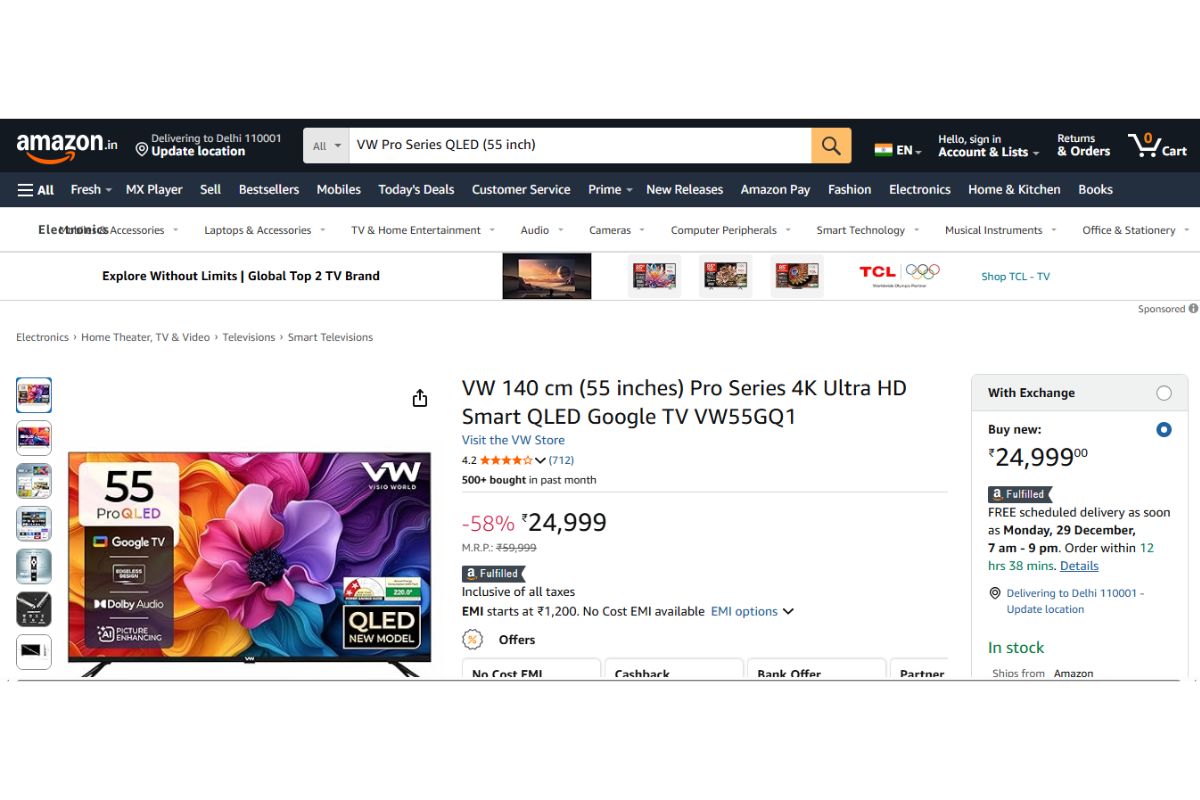 VW Pro Series QLED (55 inch) Price