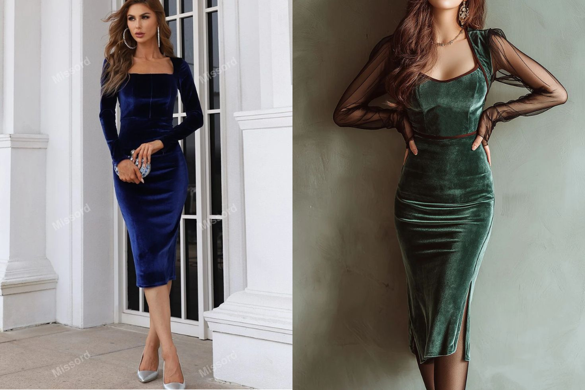 Velvet Party Wear Dresses For Women: सर्दियों की पार्टी में रॉयल और एलिगेंट लुक के लिए ट्राय करें ये स्टाइलिश वेलवेट ड्रेसेज 2 Velvet Bodycon Dress
