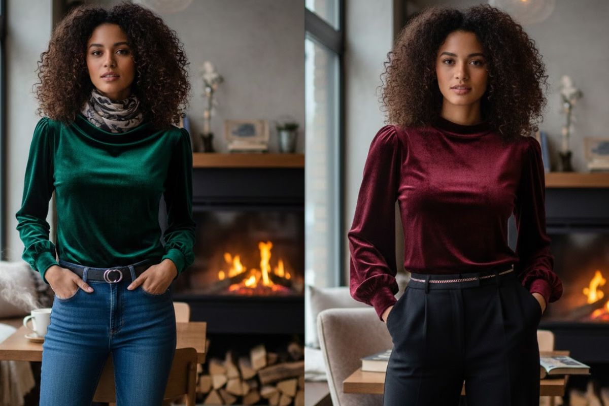 Velvet Top Design: क्रॉप से फुल स्लीव तक, देखें वेलवेट टॉप्स के बेस्ट डिजाइन आइडियाज 5 Full Sleeve Velvet Top Design